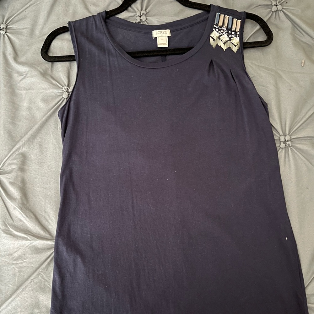 J Crew Navy tank with shoulder bling